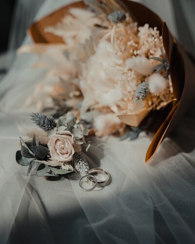 Wedding bouquet flatlay