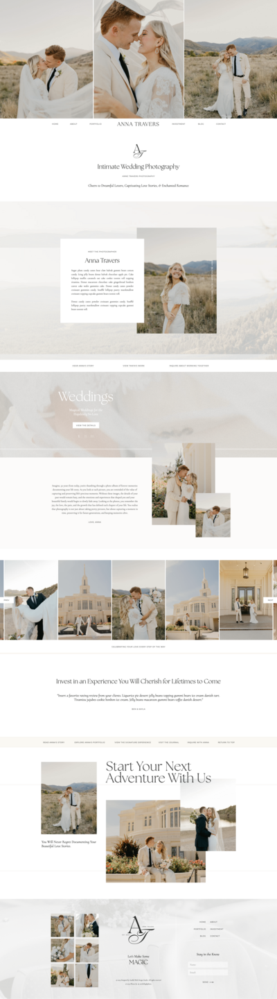 Anne Travers Showit website template for photographers and creatives.