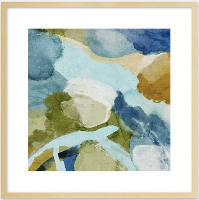 Blue and Green Abstract River Painting as Art Print