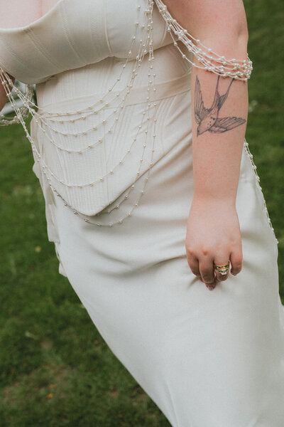 beautiful bride in saint bridal wedding dress