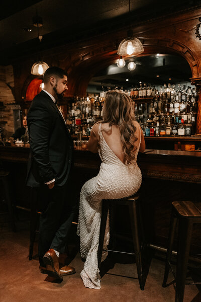 Couple shares a first dance at sunset in Ouray, Colorado.