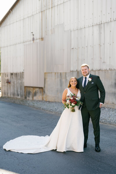 Wedding couple's first look at Foundry At Puritan Mill, Atlanta, GA