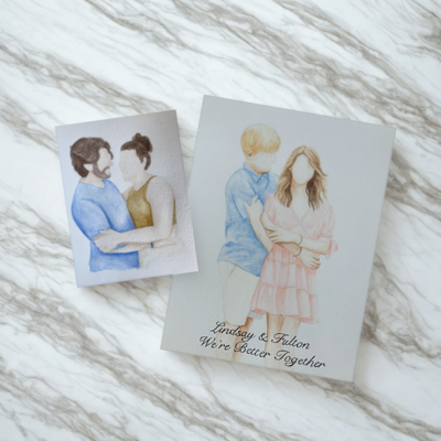 Watercolor portrait of couple