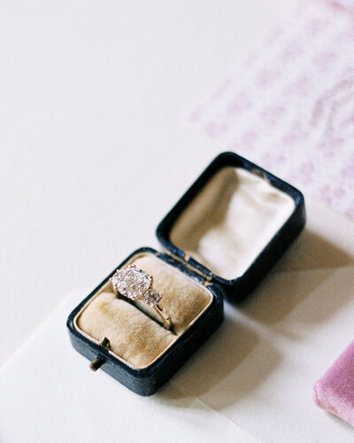 Engagement ring in vintage box
