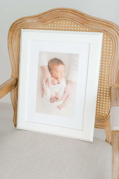 Custom framed photo of newborn baby