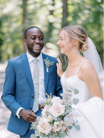 candid couple wedding portrait