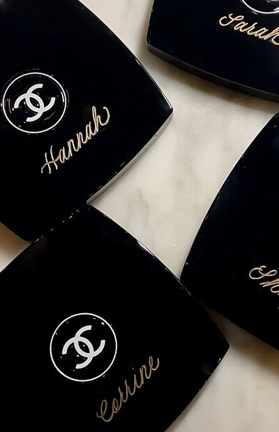 Chanel mirror compact  with custom hand engraving