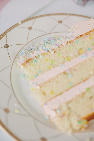 close up of a slice of cake