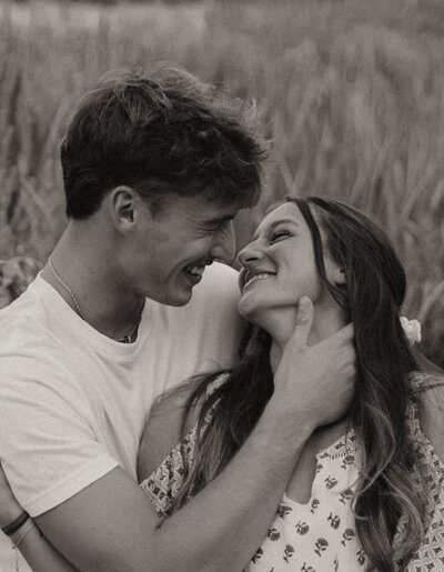 couple looking into each others eyes full of joy