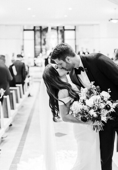 black and white bride and groom portrait