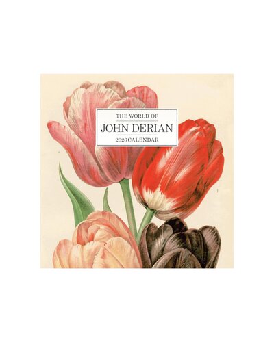 Floral-themed wall calendar featuring botanical illustrations, designed by John Derian.