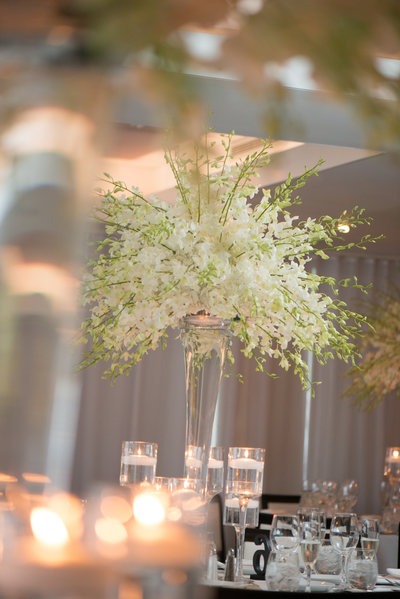 White flower wedding centerpiece at Harbor Club at Prime