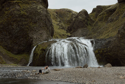 Skogafoss Elopement with Bride and Groom Running