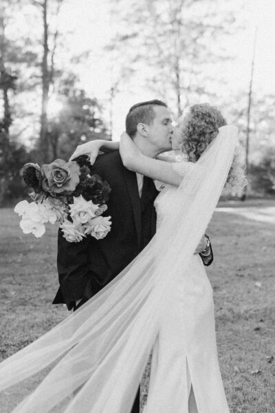 Bride and groom sharing a quiet moment together, surrounded by soft natural light during their Richmond backyard wedding