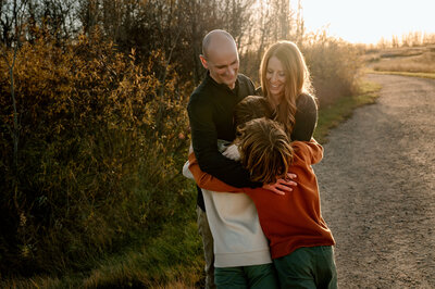 Family portrait at sunset