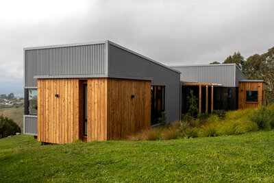 Exterior timber and steel cladding