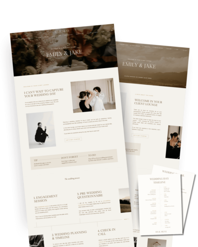 Showit Client Lounge templates for photographers