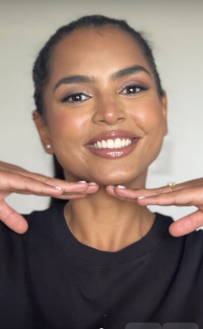 Client getting soft glam for engagement party