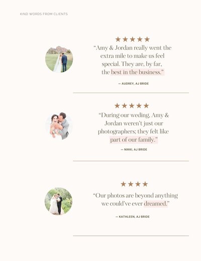 16 Wedding Pricing Guide Set of 3 Client Quotes