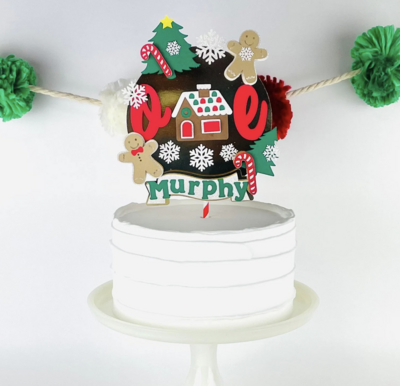 Christmas cake topper for gingerbread birthday