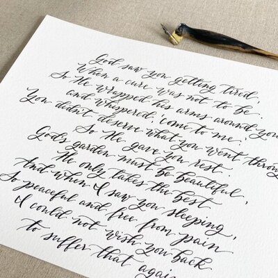 Memorial poem in black ink calligraphy