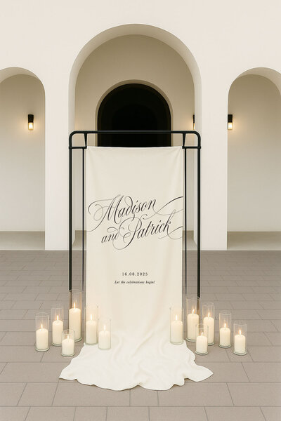 Poeme linen welcome sign for your wedding printed by State of Elliott