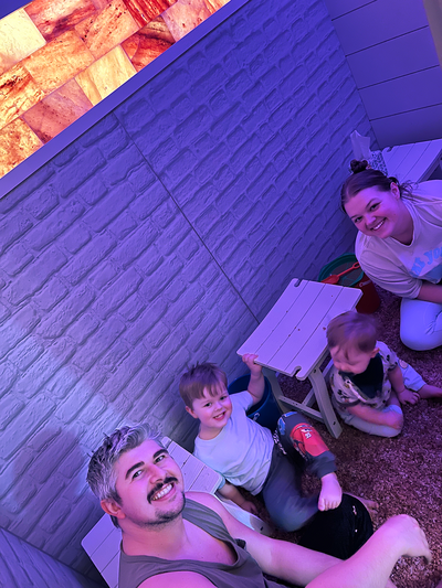 Family enjoying the Zen Shed 10-minute intensive salt session.
