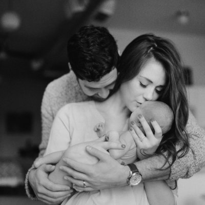 Newborn Photography on black and white film by Portland Maine Photographer Tiffany Farley