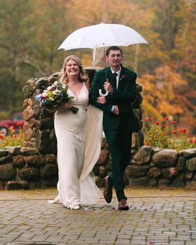 A rainy wedding day.