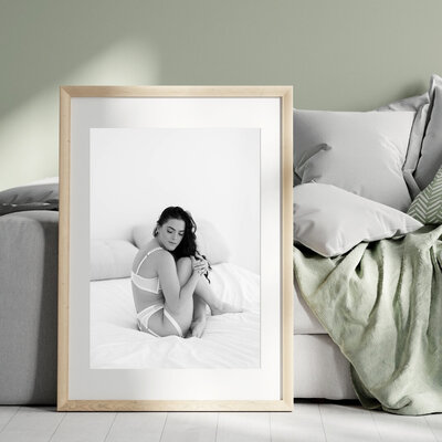 framed artwork from a boudoir session with Alyce Holzy