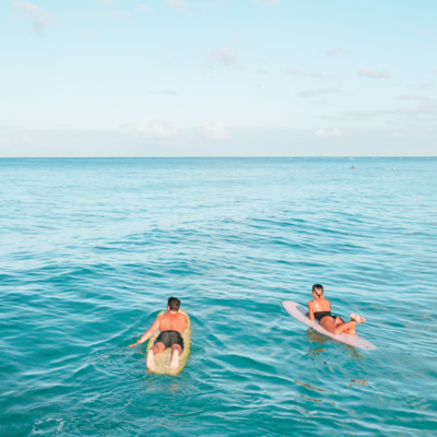 Children playing in ocean