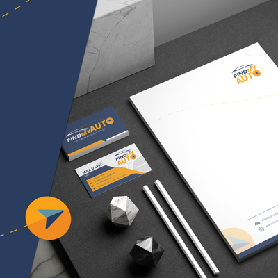 Business card with logo for Find My Auto