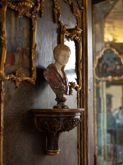 Statue in venetian heritage room at Leopoldskron Palace in Salzburg