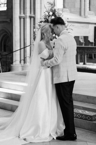 lincolnshire wedding bride and groom standing close next to each other after their first kiss 