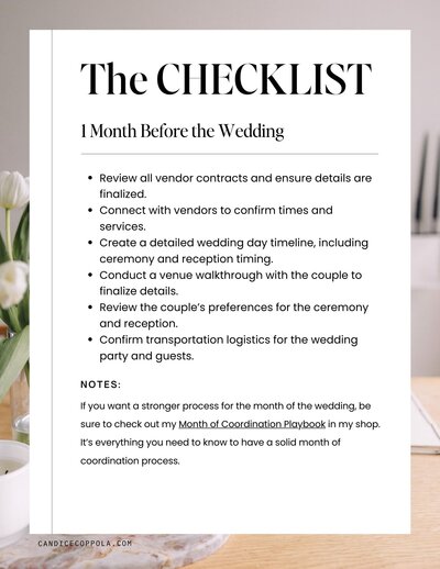 Checklist for Wedding Coordinators