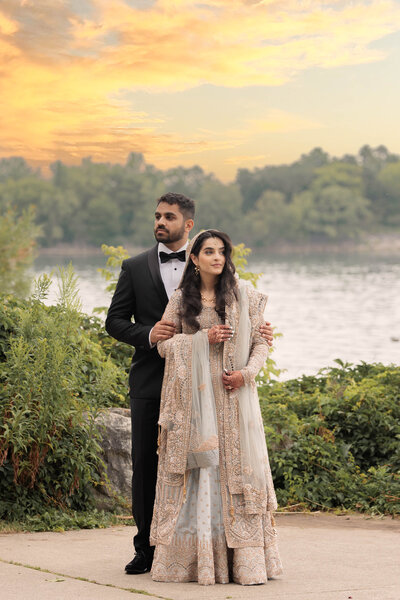 Desi bride and groom portrait
