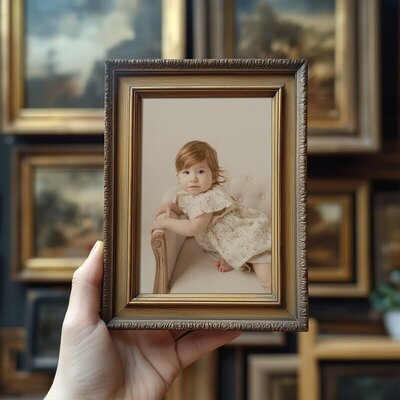 Framed childhood portrait by photographers in Traverse City Michigan

