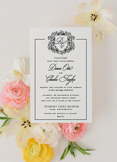 Modern Typography Black and White Wedding Invitation