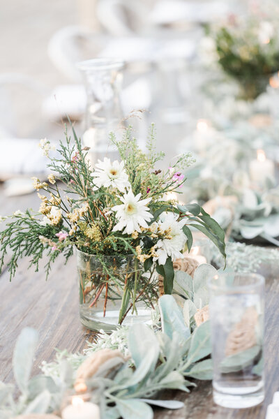 Detailed shot of centerpiece on wedding day
