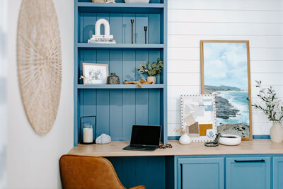 Custom built-ins, trim carpentry, accent walls, and storage solutions tailored to your space by Holling Home Interiors.
