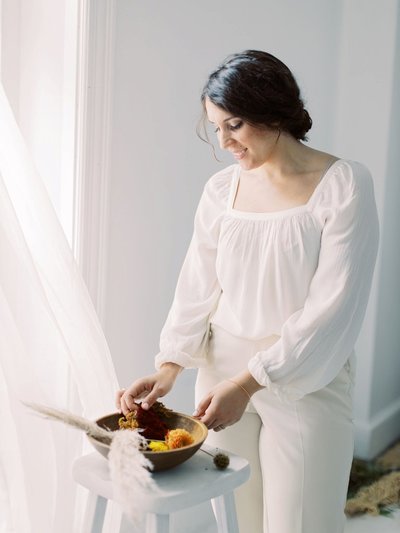 Bride and groom walk up memorial steps at their DC wedding
