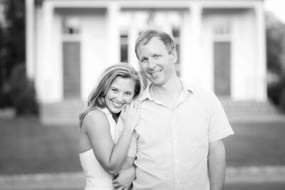 Black and white engagement picture