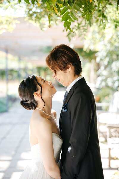 Bride and groom about to kiss