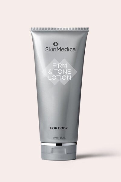 Skinmedica Firm and Tone is a powerful body lotion that helps to improve the appearance of sagging, aging skin. This unique formula is enriched with a blend of potent ingredients, including caffeine, retinol, and a proprietary Firming Complex, which work together to tighten and firm the skin. Perfect for anyone looking to achieve a smoother, more toned body contour, this luxurious lotion comes in a sleek, silver bottle and is designed to leave skin feeling soft, supple, and rejuvenated.