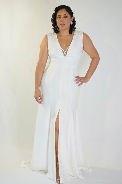 Butterfly Wedding Dress with off-the-shoulder sleeves