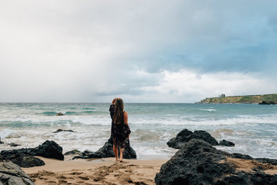 woman on beach during boudoir photoshoot  in Hawaii