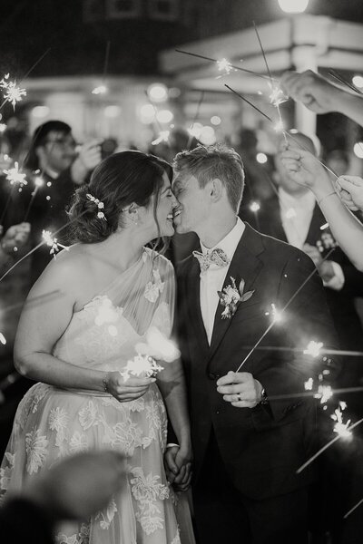 Bride and groom walk up memorial steps at their DC wedding