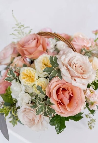 Luxury basket of blooms terracotta 1