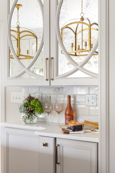 Mirrored custom cabinetry for a butler's pantry in Charlotte, North Carolina.