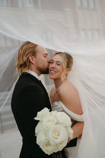 Bride and groom summer wedding